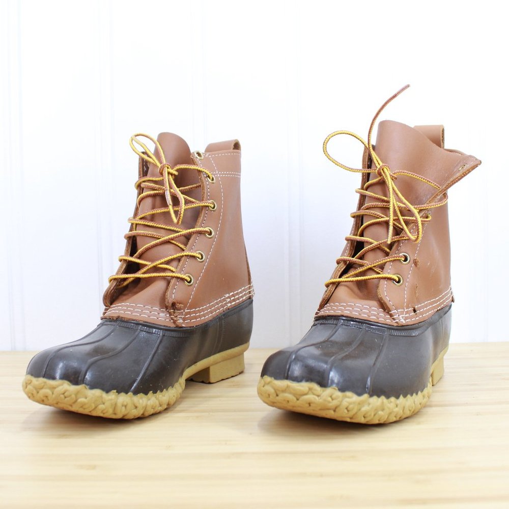 LL BEAN Ankle 8 Inch Lace-up Unlined Leather Duck Boots Size 6 W - Picture 2 of 10